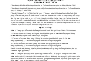 Nghị quyết 07/2008/NQ-HĐND điều chỉnh chuẩn nghèo Khánh Hòa 2009 2010