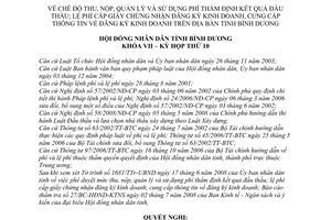 Nghị quyết 17/2008/NQ-HĐND7 chế độ thu, nộp, quản lý và sử dụng phí thẩm định