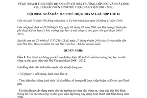 Nghị quyết 141/2008/NQ-HĐND kiên cố hóa trường lớp học nhà công vụ cho giáo viên tỉnh Phú Thọ