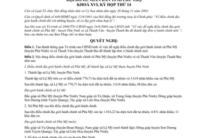 Nghị quyết 145/2008/NQ-HĐND điều chỉnh địa giới hành chính xã thành lập đơn vị hành chính mới Phú Thọ