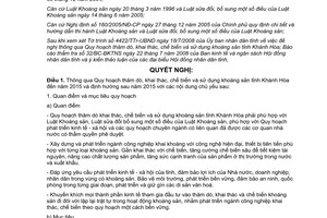 Nghị quyết 06/2008/NQ-HĐND Quy hoạch thăm dò khai thác chế biến sử dụng