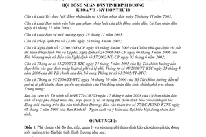 Nghị quyết 15/2008/NQ-HĐND7 thu phí đánh giá tác động môi trường Bình Dương