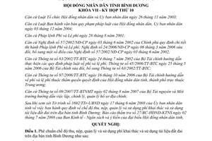 Nghị quyết 14/2008/NQ-HĐND7 thu phí khai thác sử dụng tài liệu đất đai Bình Dương