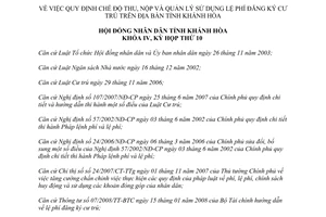 Nghị quyết 09/2008/NQ-HĐND chế độ thu nộp quản lý sử dụng đối với lệ phí đăng ký cư trú Khánh Hòa