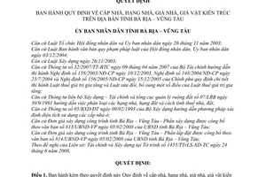 Quyết định 42/2008/QĐ-UBND cấp, hạng, giá nhà, giá vật kiến trúc