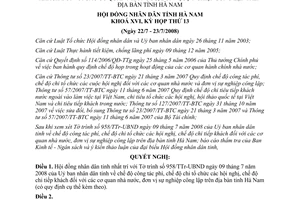 Nghị quyết 05/2008/NQ-HĐND chế độ công tác phí chi tổ chức hội nghị tiếp khách