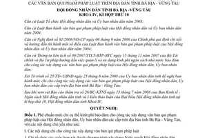 Nghị quyết 03/2008/NQ-HĐND chi xây dựng văn bản qui phạm pháp luật Bà Rịa