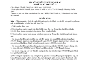 Nghị quyết 233/2008/NQ-HĐND trách nhiệm đóng góp chế độ trợ cấp người nghiện ma tuý,bán dâm