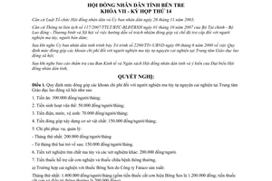 Nghị quyết 12/2008/NQ-HĐND mức đóng góp chi phí người nghiện ma túy tự cai nghiện Bến Tre
