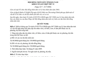 Nghị quyết 04/2008/NQ-HĐND nâng phụ cấp nhân viên y tế thôn xóm tỉnh Hà Nam