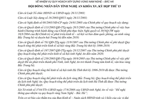 Nghị quyết 232/2008/NQ-HĐND quy hoạch xây dựng vùng Nam Nghệ Bắc Hà Nghệ An