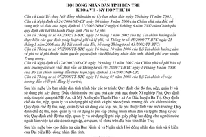 Nghị quyết 08/2008/NQ-HĐND phí, lệ phí áp dụng trên địa bàn tỉnh Bến Tre