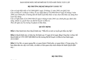 Quyết định 937/2008/QĐ-BKH Mẫu hồ sơ mời sơ tuyển gói thầu xây lắp