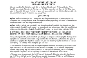 Nghị quyết 24/2008/NQ-HĐND nhiệm vụ kinh tế - xã hội, quốc phòng - an ninh 6 tháng cuối năm 2008 quận 9