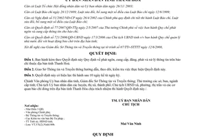 Quyết định 2277/2008/QĐ-UBND phát ngôn cung cấp đăng phát xử lý thông tin trên báo chí Thanh Hóa