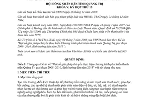 Nghị quyết 11/2008/NQ-HĐND giải pháp phát triển thanh niên Quảng Trị 2008 2010