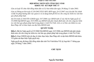 Nghị quyết 06/NQ-HĐND năm 2008 hủy bỏ Nghị quyết 55/2006/NQ-HĐND Trà Vinh