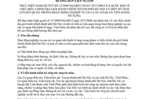 Hướng dẫn liên ngành 16/HD/VKSTC-BCA-TATC thực hiện Nghị quyết 15/2008/NQ-QH12 điều chỉnh địa giới hành chính thành phố Hà Nội hoạt động tố tụng