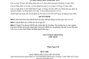 Quyết định 1138/2008/QĐ-UBND hoạt động Hòa giải viên cơ sở Phú Yên