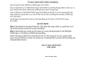 Quyết định 2010/QĐ-UBND năm 2008 chức năng nhiệm vụ Sở Nội vụ Lâm Đồng