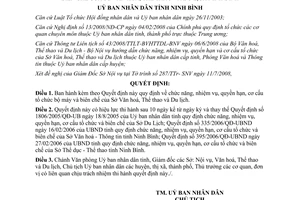 Quyết định 1405/2008/QĐ-UBND cơ cấu tổ chức của Sở văn hóa Ninh Bình