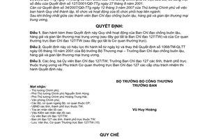 Quyết định 24/QĐ-BCĐ Quy chế hoạt động của Ban Chỉ đạo chống buôn lậu, hàng giả và gian lận thương mại trung ương và Cơ quan thường trực