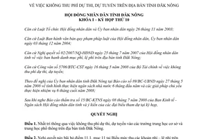 Nghị quyết 10/2008/NQ-HĐND không thu phí dự thi tuyển