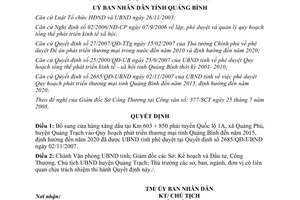 Quyết định 1810/QĐ-UBND 2008 bổ sung Quy hoạch phát triển thương mại Quảng Bình