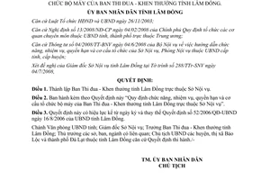 Quyết định 2032/QĐ-UBND 2008 chức năng quyền hạn cơ cấu Ban Thi đua Khen thưởng Lâm Đồng