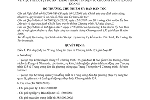 Quyết định 206/QĐ-UBDT phê duyệt dự án trang thông tin điện tử Chương trình 135 giai đoạn II