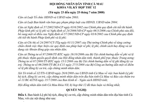 Nghị quyết 03/2008/NQ-HĐND lệ phí hộ tịch đăng ký cư trú cấp chứng minh nhân dân