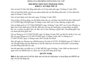 Nghị quyết 09/2008/NQ-HĐND quy định chế độ định mức chi tài chính