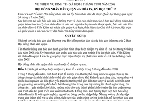 Nghị quyết 44/2008/NQ-HĐND nhiệm vụ kinh tế - xã hội 6 tháng cuối năm 2008 Hội đồng nhân dân quận 4 khóa IX, kỳ họp thứ 13