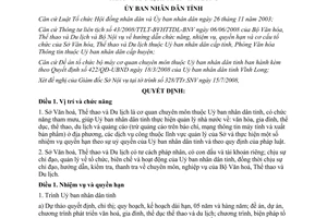 Quyết định 1239/QĐ-UBND năm 2008 chức năng nhiệm vụ Sở Văn hóa Thể thao Vĩnh Long