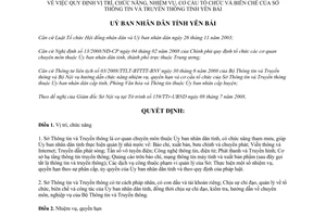 Quyết định 1207/QĐ-UBND 2008 nhiệm vụ cơ cấu biên chế Sở thông tin truyền thông Yên Bái