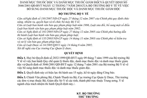 Quyết định 27/2008/QĐ-BYT huỷ bỏ Quyết định 2032/1999/QĐ-BYT Bộ trưởng Bộ Y tế, bổ sung Quy chế quản lý thuốc độc Quyết định  3046/2001/QĐ-BYT