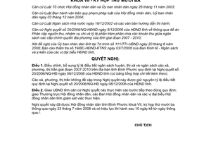 Nghị quyết 11/2008/NQ-HĐND điều chỉnh tỷ lệ phần trăm phân chia nguồn thu ngân sách Bình Phước