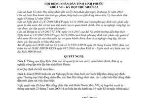 Nghị quyết 10/2008/NQ-HĐND phân cấp quản lý tài sản tại cơ quan hành chính, đơn vị sự nghiệp công lập