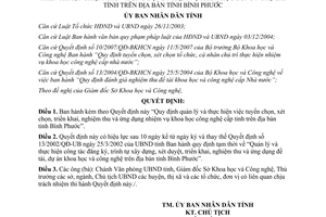 Quyết định 37/2008/QD-UBND quản lý nhiệm vụ khoa học công nghệ Bình Phước