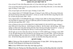 Nghị quyết 08/2008/NQ-HDND Tiêu chí phân bổ vốn Chương trình 135 2009-2010