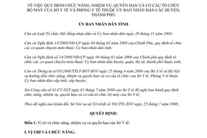 Quyết định 1864/QĐ-UBND 2008 cơ cấu tổ chức bộ máy Sở Y tế Phòng Y tế Đắk Lắk