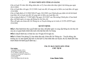 Quyết định 25/2008/QĐ-UBND Quy chế phát ngôn và cung cấp thông tin cho báo chí của các cơ quan hành chính nhà nước tỉnh An Giang