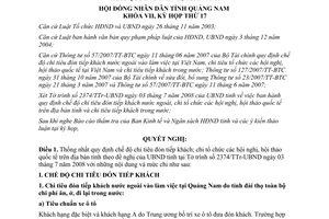 Nghị quyết 112/2008/NQ-HĐND chi tiếp khách tổ chức hội nghị hội thảo Quảng Nam