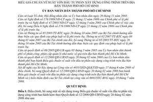 Quyết định 64/2008/QĐ-UBND biểu giá chuẩn về suất vốn đầu tư phần xây dựng công trình trên địa bàn thành phố Hồ Chí Minh