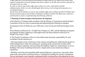 Regulation No. 16/2008/NQ-CP of July 31, 2008, on step by step tackling traffic jams in Hanoi and Ho Chi Minh cities.