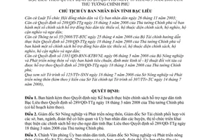 Quyết định 1540/QĐ-UBND  Kế hoạch thực hiện chính sách hỗ trợ ngư dân tỉnh Bạc Liêu theo Quyết định 289/QĐ-TTg