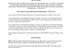 Quyết định 2569/QĐ-UBND 2008 điều chỉnh 1437/QĐ-UBND hỗ trợ đất sản xuất ở hộ dân tộc thiểu số nghèo Bà Rịa Vũng Tàu