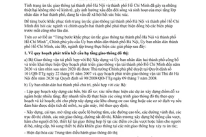 Nghị quyết 16/2008/NQ-CP từng bước khắc phục ùn tắc giao thông tại thành phố Hà Nội và thành phố Hồ Chí Minh