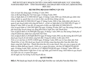 Quyết định 2249/QĐ-BGTVT phê duyệt quy hoạch cảng biển Nghi Sơn khu vực vịnh phía nam đảo Biện Sơn–tỉnh Thanh Hoá, giai đoạn đến 2015, định hướng 2020