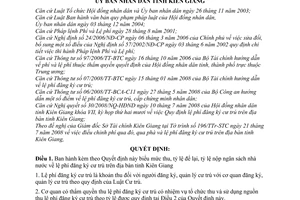 Quyết định 21/2008/QĐ-UBND quy định lệ phí đăng ký cư trú trên địa bàn tỉnh Kiên Giang